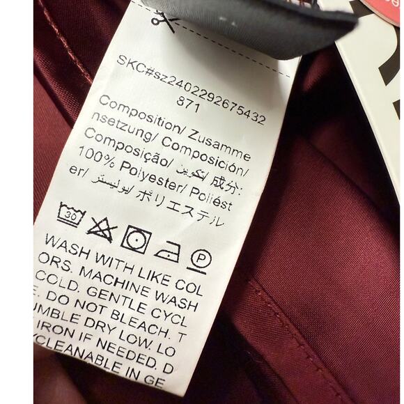 Friful Satin Midi Skirt in Burgundy Women's Size XL - Picture 9 of 9